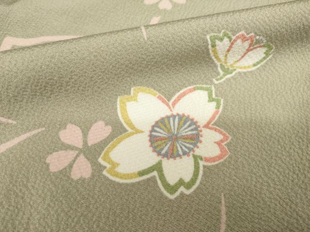 平和屋着物●上質な小紋　桜文　正絹　逸品　AABH5840ck