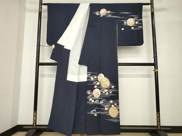 平和屋着物●訪問着　友禅　駒刺繍　雪輪花文　金彩　正絹　逸品　AABH5842ck