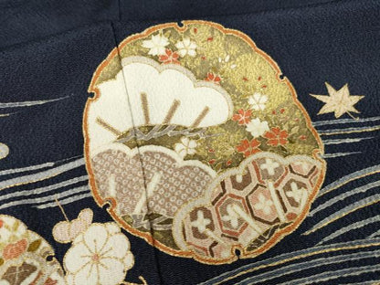 平和屋着物●訪問着　友禅　駒刺繍　雪輪花文　金彩　正絹　逸品　AABH5842ck