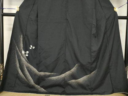 平和屋着物●訪問着　紬地　草花文　金彩　ロング丈　正絹　逸品　AABH5843ck
