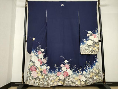 平和屋着物●豪華振袖　草花文　暈し染め　金彩　正絹　逸品　AABH5844ck