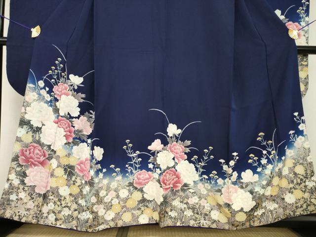 平和屋着物●豪華振袖　草花文　暈し染め　金彩　正絹　逸品　AABH5844ck