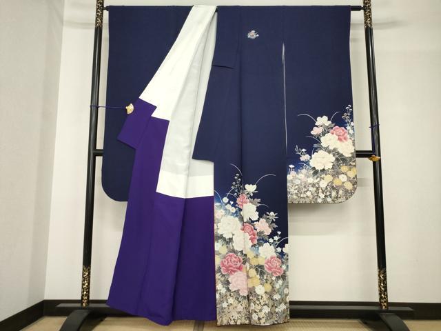 平和屋着物●豪華振袖　草花文　暈し染め　金彩　正絹　逸品　AABH5844ck