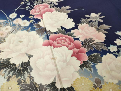 平和屋着物●豪華振袖　草花文　暈し染め　金彩　正絹　逸品　AABH5844ck