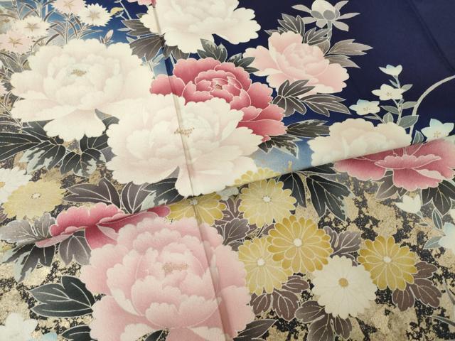 平和屋着物●豪華振袖　草花文　暈し染め　金彩　正絹　逸品　AABH5844ck
