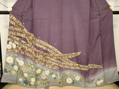 平和屋着物●訪問着　辻が花　草花文　暈し染め　金彩　正絹　逸品　AABH5848ck