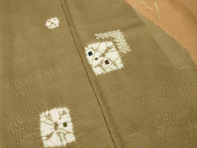 平和屋着物●訪問着　絞り　刺繍　色紙重ね文　金糸　正絹　逸品　AABH5849ck