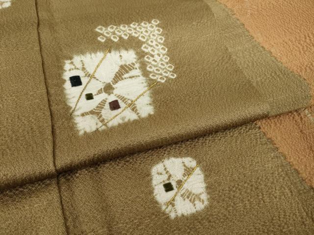 平和屋着物○訪問着 絞り 刺繍 色紙重ね文 金糸 正絹 逸品 AABH5849ck