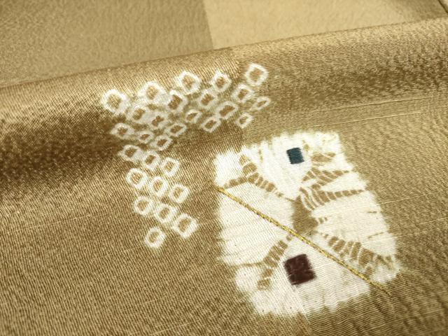 平和屋着物●訪問着　絞り　刺繍　色紙重ね文　金糸　正絹　逸品　AABH5849ck