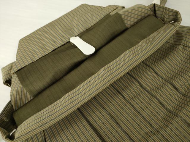 平和屋着物●男性　馬乗り袴　縞　正絹　逸品　未使用　AABH5852ck