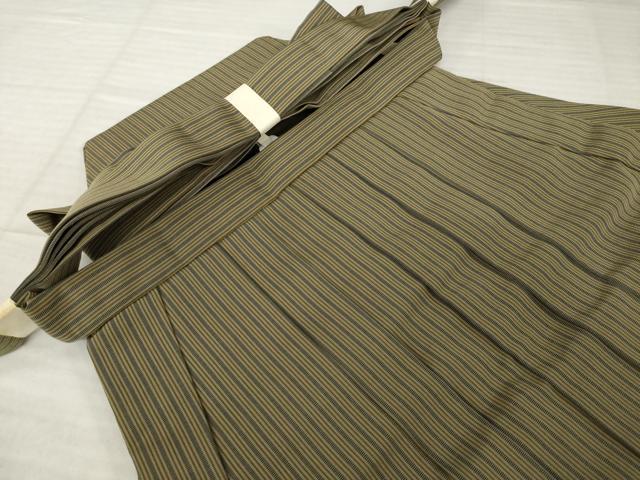 平和屋着物●男性　馬乗り袴　縞　正絹　逸品　未使用　AABH5852ck