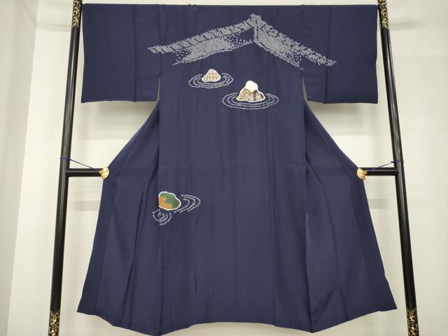 平和屋着物●男性　長襦袢　無双仕立て　絞り　石庭　正絹　逸品　AABH5854ck
