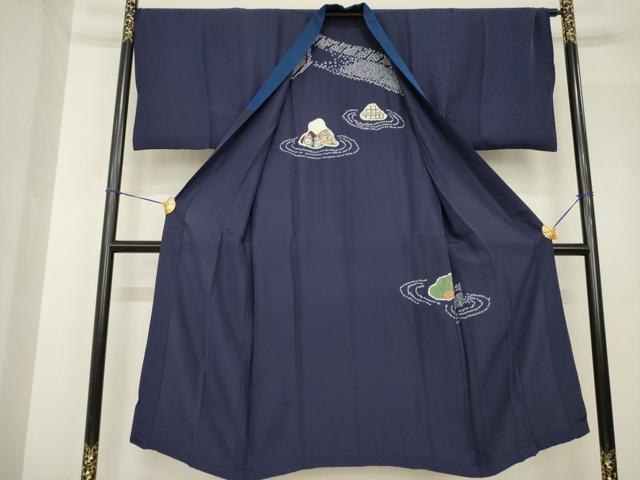 平和屋着物●男性　長襦袢　無双仕立て　絞り　石庭　正絹　逸品　AABH5854ck