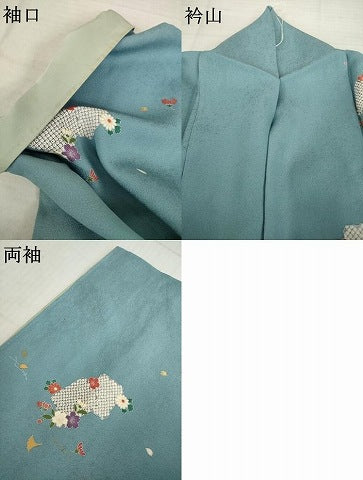 平和屋着物●上質な小紋　色紙花文　正絹　逸品　AABH5855ck