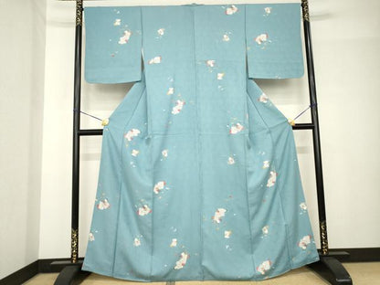 平和屋着物●上質な小紋　色紙花文　正絹　逸品　AABH5855ck