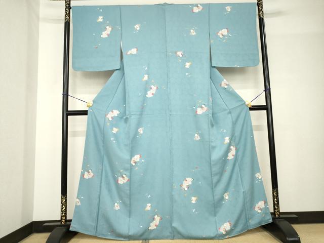 平和屋着物●上質な小紋　色紙花文　正絹　逸品　AABH5855ck