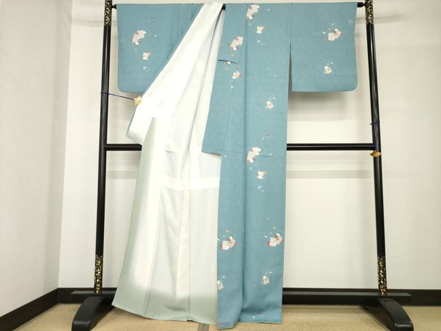 平和屋着物●上質な小紋　色紙花文　正絹　逸品　AABH5855ck