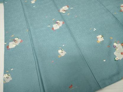 平和屋着物●上質な小紋　色紙花文　正絹　逸品　AABH5855ck