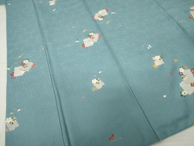 平和屋着物●上質な小紋　色紙花文　正絹　逸品　AABH5855ck