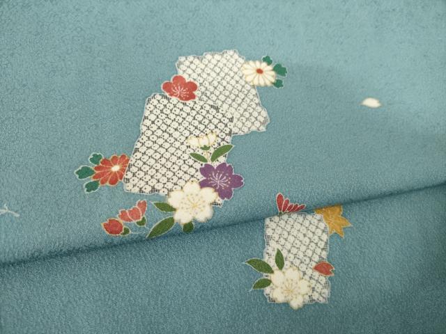 平和屋着物●上質な小紋　色紙花文　正絹　逸品　AABH5855ck