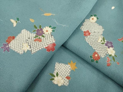 平和屋着物●上質な小紋　色紙花文　正絹　逸品　AABH5855ck