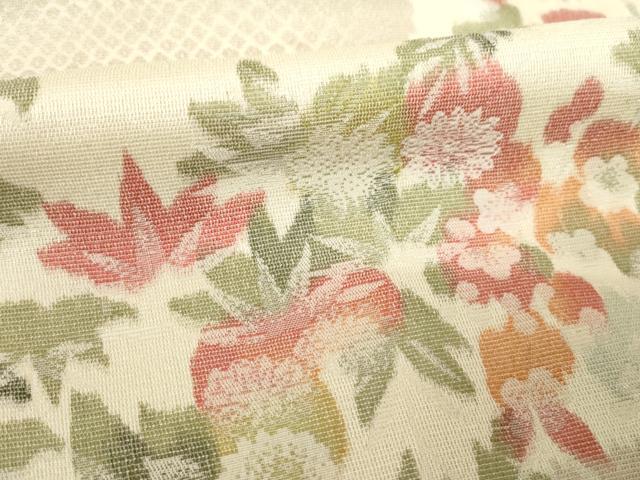 平和屋着物○お召 エ霞草花文 正絹 逸品 AABH5856ck
