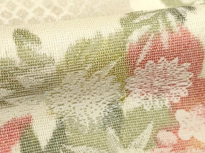 平和屋着物●お召　エ霞草花文　正絹　逸品　AABH5856ck