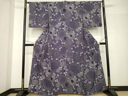 平和屋着物●上質な小紋　花丸文　胴抜き仕立て　正絹　逸品　AABH5858ck