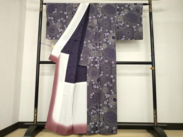 平和屋着物●上質な小紋　花丸文　胴抜き仕立て　正絹　逸品　AABH5858ck