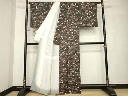 平和屋着物●上質な小紋　絞り　流水花文　金彩　正絹　逸品　AABH5859ck