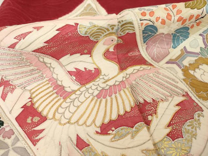 平和屋着物●豪華振袖　友禅　駒刺繍　絞り　短冊鳳凰花文　金彩　正絹　逸品　AABH5860ck