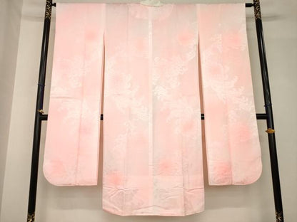 平和屋着物●振袖用長襦袢　無双仕立て　乱菊地紋　暈し染め　半衿刺繍　正絹　逸品　AABH5861ck