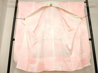 平和屋着物●振袖用長襦袢　無双仕立て　乱菊地紋　暈し染め　半衿刺繍　正絹　逸品　AABH5861ck