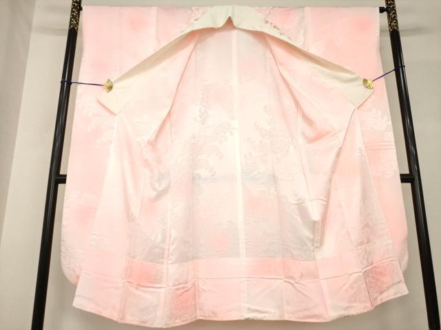 平和屋着物●振袖用長襦袢　無双仕立て　乱菊地紋　暈し染め　半衿刺繍　正絹　逸品　AABH5861ck
