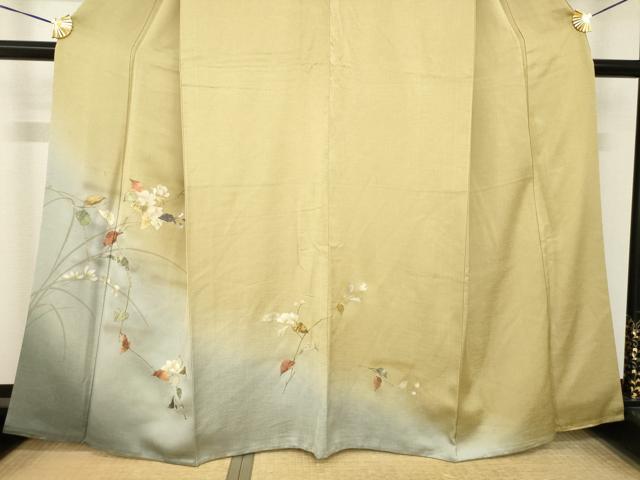 平和屋着物●訪問着　螺鈿　枝花文　暈し染め　金彩　正絹　逸品　AABH5862ck