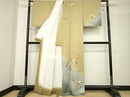 平和屋着物●訪問着　螺鈿　枝花文　暈し染め　金彩　正絹　逸品　AABH5862ck