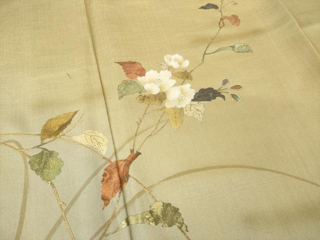 平和屋着物●訪問着　螺鈿　枝花文　暈し染め　金彩　正絹　逸品　AABH5862ck