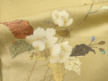 平和屋着物●訪問着　螺鈿　枝花文　暈し染め　金彩　正絹　逸品　AABH5862ck