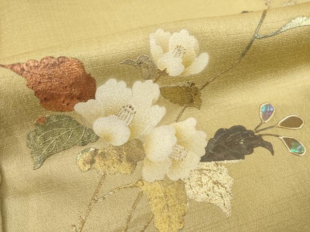 平和屋着物●訪問着　螺鈿　枝花文　暈し染め　金彩　正絹　逸品　AABH5862ck