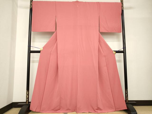 平和屋着物●上質な色無地　甚三紅色　正絹　逸品　AABH5864ck 平和屋着物○上質な色無地 甚三紅色 正絹 逸品 AABH5864ck