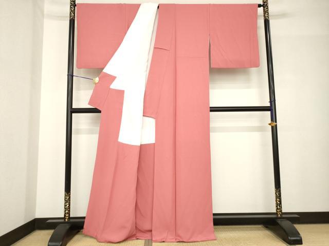平和屋着物●上質な色無地　甚三紅色　正絹　逸品　AABH5864ck 平和屋着物○上質な色無地 甚三紅色 正絹 逸品 AABH5864ck