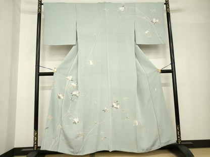 平和屋着物●訪問着　友禅　作家物　彩華　枝花文　正絹　逸品　AABH5865ck