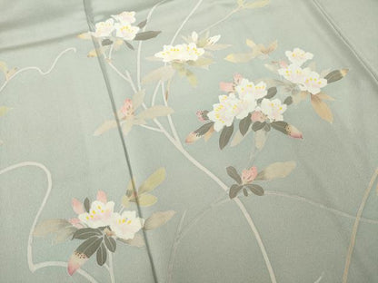 平和屋着物●訪問着　友禅　作家物　彩華　枝花文　正絹　逸品　AABH5865ck