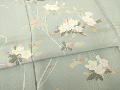 平和屋着物●訪問着　友禅　作家物　彩華　枝花文　正絹　逸品　AABH5865ck