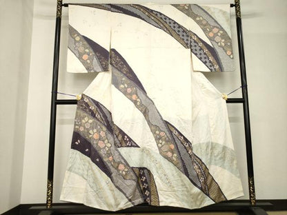 平和屋着物●訪問着　絞り　流水花文　金彩　正絹　逸品　AABH5866ck