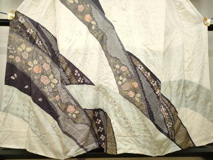 平和屋着物●訪問着　絞り　流水花文　金彩　正絹　逸品　AABH5866ck