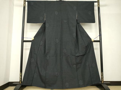 平和屋着物●結城紬　80亀甲　亀甲文　正絹　逸品　AABH5867ck