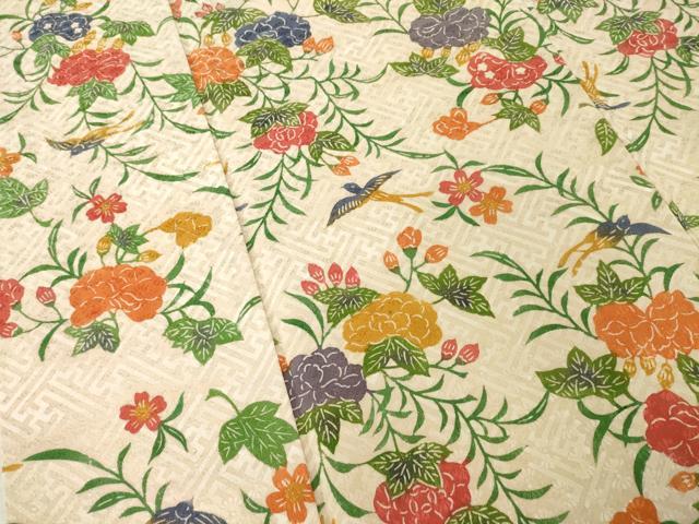平和屋着物●訪問着　型染め　花鳥文　正絹　逸品　AABH5870ck
