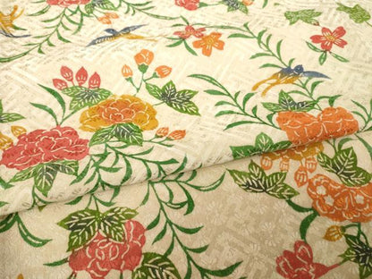 平和屋着物●訪問着　型染め　花鳥文　正絹　逸品　AABH5870ck