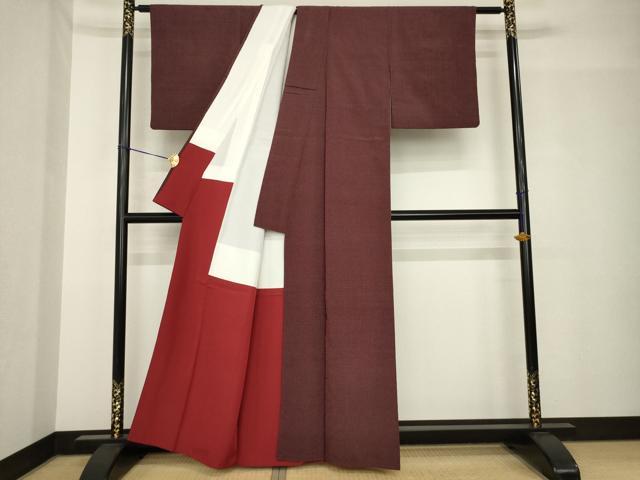 平和屋着物●本塩沢　蚊絣　正絹　逸品　AABH5871ck